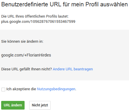 Google+ Custom-URL Florian